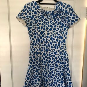 Oscar de la Renta blue print flutter dress